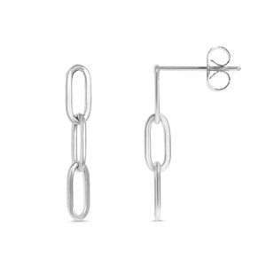 Earrings Silver Chain Paperclip Stud Earring Stainless Steel waterproof beach